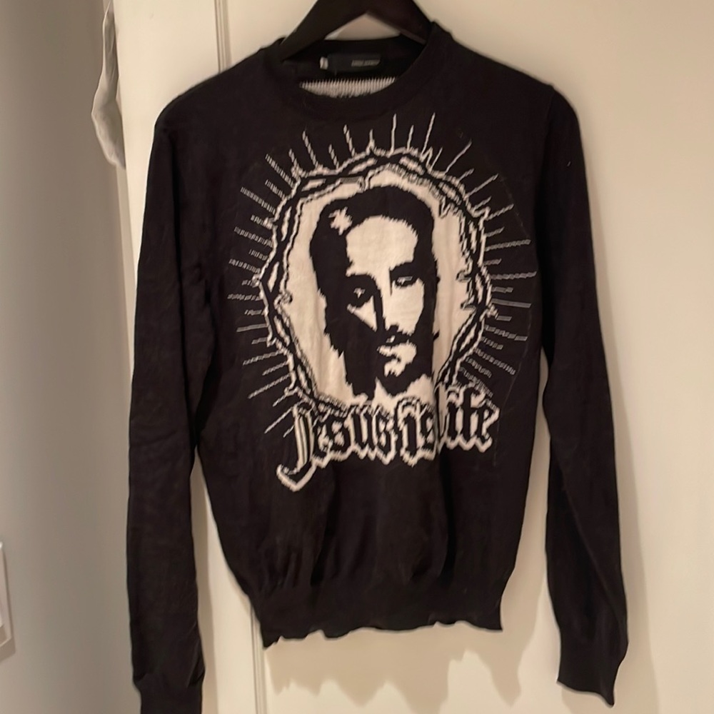 Dsqured dark drey Jesus is life wool sweater size small Italy